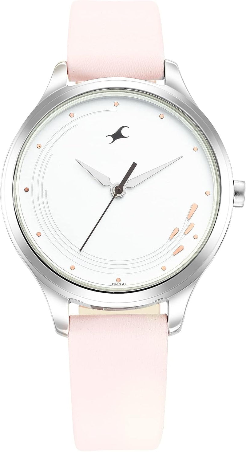 Fastrack Stunners Quartz Analog White Dial Leather Strap Watch for Girls-NS6248SL01