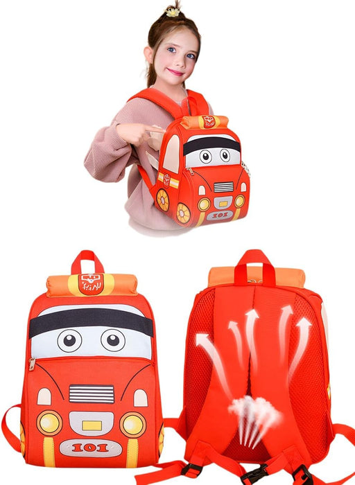 Kids Backpack, Toddler School Bag, Small Kids Daypack, Baby Preschool Bag, Cute Car Shape Travel Bag for Baby Boys and Girls, Perfect for Kindergarten, Travel, School - Red
