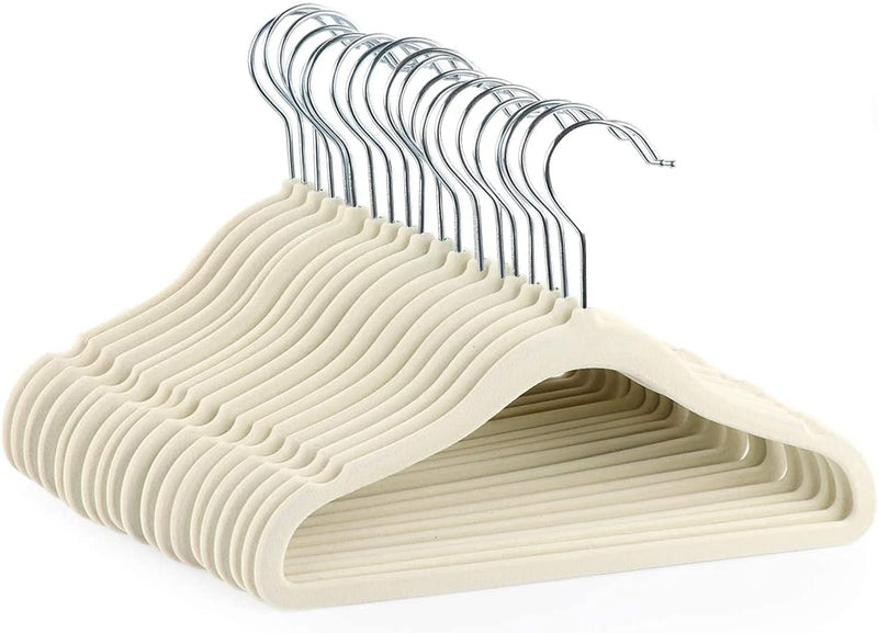 Red Dot Gift® 50 Pack Baby Velvet Hangers 11Inch/28cm - Nursery Clothes Hangers Non Slip Toddler Hangers, 360 Chrome Swivel Hook (White, 50)