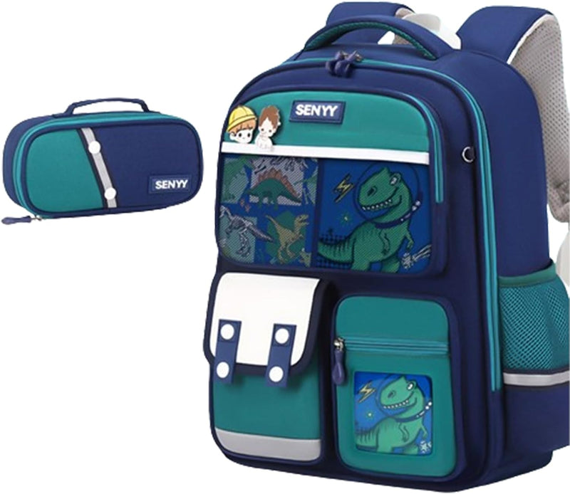 Kids Cute Backpack Set for School, 5PCS Kwaii School Bag Large-capacity, Girls Boys Back to School Book Bag Backpack for Teen - E/green-small