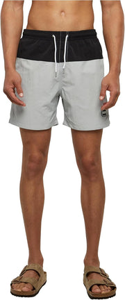 mens Block Swim Shorts Swim Trunks - Light Asphalt/Black