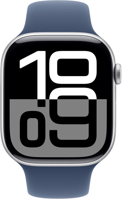 Apple Watch Series 10 GPS 46 mm Smartwatch with Jet Black Aluminium Case with Black Sport Band - M/L. Fitness Tracker, ECG App, Always-On Retina Display, Water Resistant