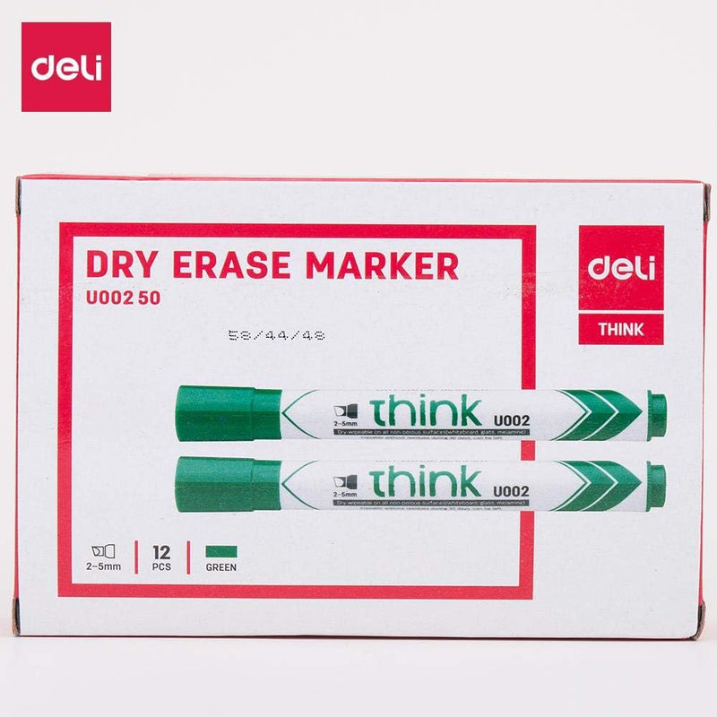 Deli Think 2-5mm Chisel Tip Dry Erase Markers 1x12Piece, Black