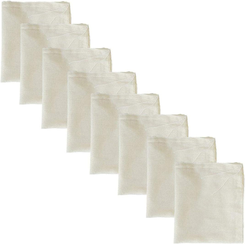 AUXIN,Cheesecloth Bags,Nut Milk Strainer,Cold Brew Bag,100% Organic Unbleached Cotton Muslin Cloth Bags,Reusable Yogurt/Coffee/Tea/Juice/Wine Strainer,Mesh Food Bags with Drawstring (X-Small,4 PACK) - Small, 8 Pack