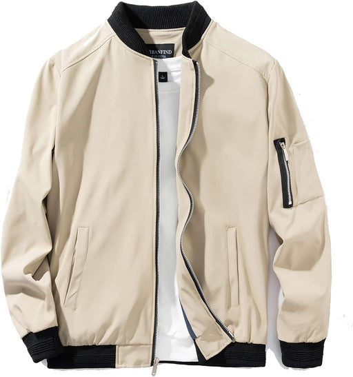Men's Slim Fit Lightweight Sportswear Jacket Casual Bomber Jacket - Khaki K