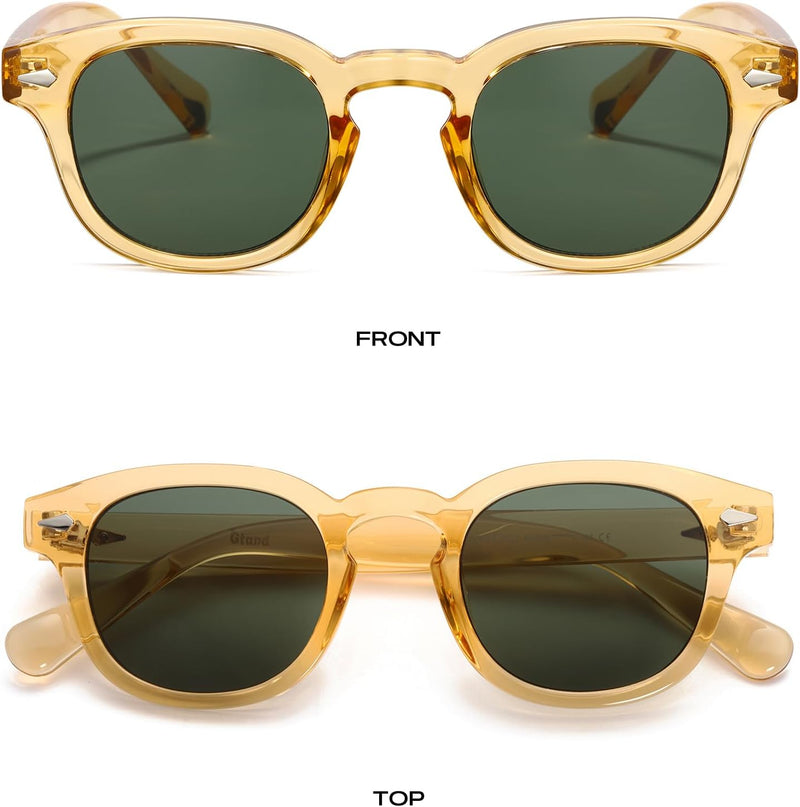 Unisex Vintage Retro Round Style Tinted Sunglasses For Men Women Fashion Circle Sun Glasses 46mm - C21 Crystal Yellow Frame/G15 Lens