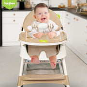 Baybee Baby High Chair for Kids with Adjustable Height and Footrest, Toddler Walker Feeding Booster Chair Seat for Baby with Tray, Wheel, Safety Belt and Cushion For Babies 6 Month to 4 Year (Green)