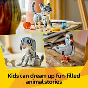 Creator 3in1 Playful Cat 31163 Cat Transforms into a Pigeon or Dog, Animal Figure Toy, Gift for 8+ Year Old Boys & Girls, 407 Pieces