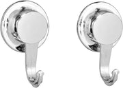 Everloc Heavy Duty Hooks 2 Pack, No Drilling, No Screws, No Glue, No Adhesive Vacuum Suction Wall Mounted Chrome Hooks for hanging in Kitchen and Bathroom, Easy Install, No Drilling, EVL-10504