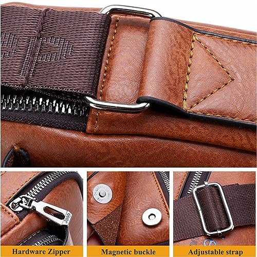 Crossbody Sling Bag, VUCATIN Body Chest Shoulder Bag for Men Women Casual Shoulder Backpack Bag, Waterproof Leather Chest Casual Daypack with Usb Charging Port for Travel Hiking