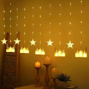 YU WELL EID Ramadan Decoration Lights, Star with Moon and serial lights, 3.5M Ramadan Lights with 8 Sequence Modes, comes with 220V. Celebration Lights (Stars with Mosque) - Stars with Mosque