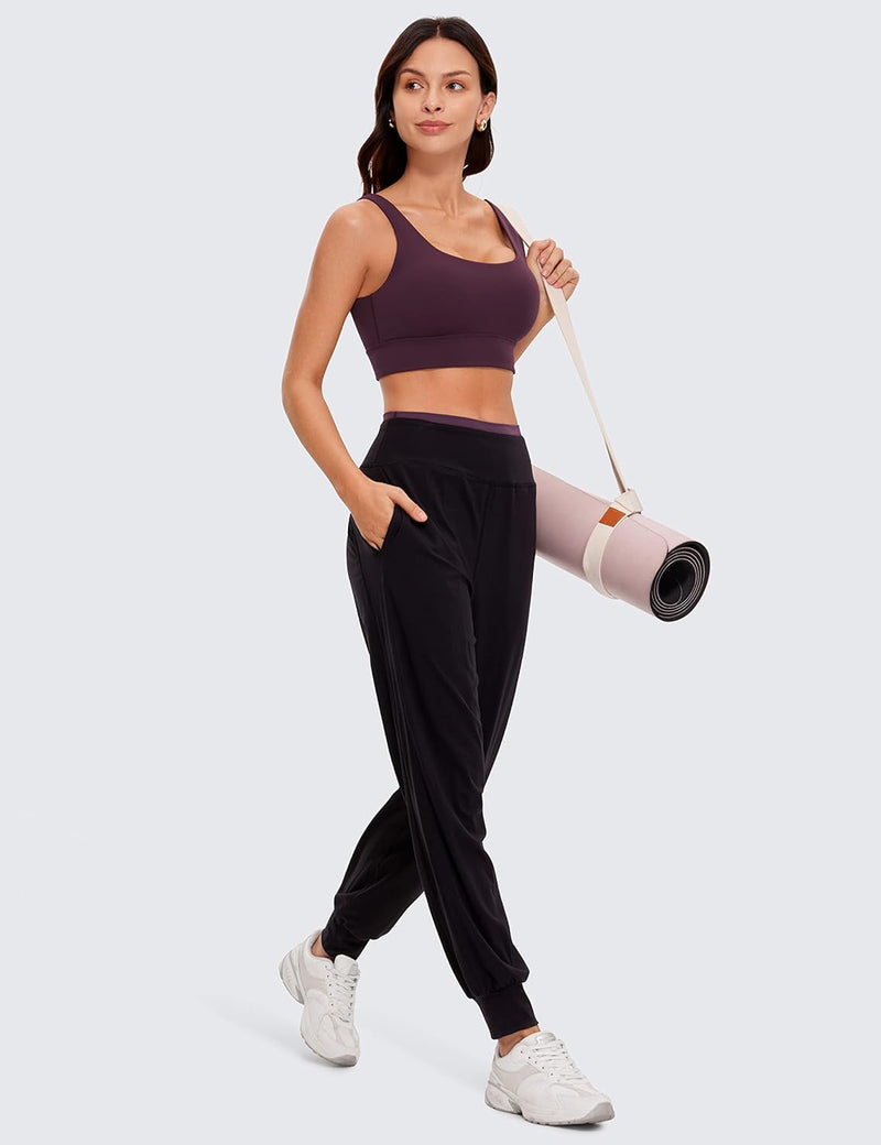 CRZ YOGA Womens Butterluxe U Back Sports Bra - Scoop Neck Padded Low Impact Workout Yoga Bra with Built in Bra
