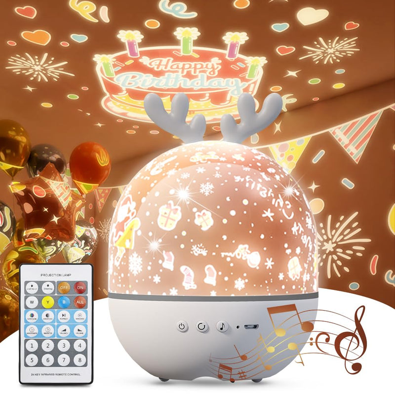 4-in-1 Night Light Projector with Timer and Remote Control for Kids Gift, USB Rechargeable Night Lamp 360Â°Rotatable Sound Machine Baby Sleep Lighting Starry Projector for Baby Children Teen Adult
