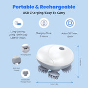 MOMENT Smart Scalp Massager for Men Women, Handheld Cat Dog Pet Head Massager with 3 Speeds, Waterproof Massager for Soothing Muscles Joints, Hair Growth & Stress Relax