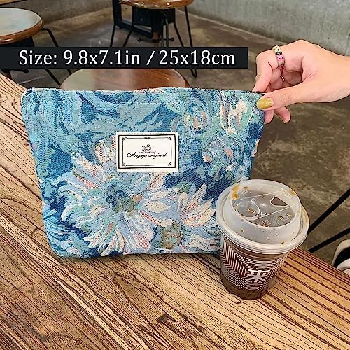 STARDW Flower Cosmetic Bags Makeup Bags for Women and Girls,Travel Makeup Bag Large Capacity Canvas Makeup Bag,Makeup Organizer Bag Zipper Pouch, Embossed pink, Large Capacity Aesthetic Makeup Bags