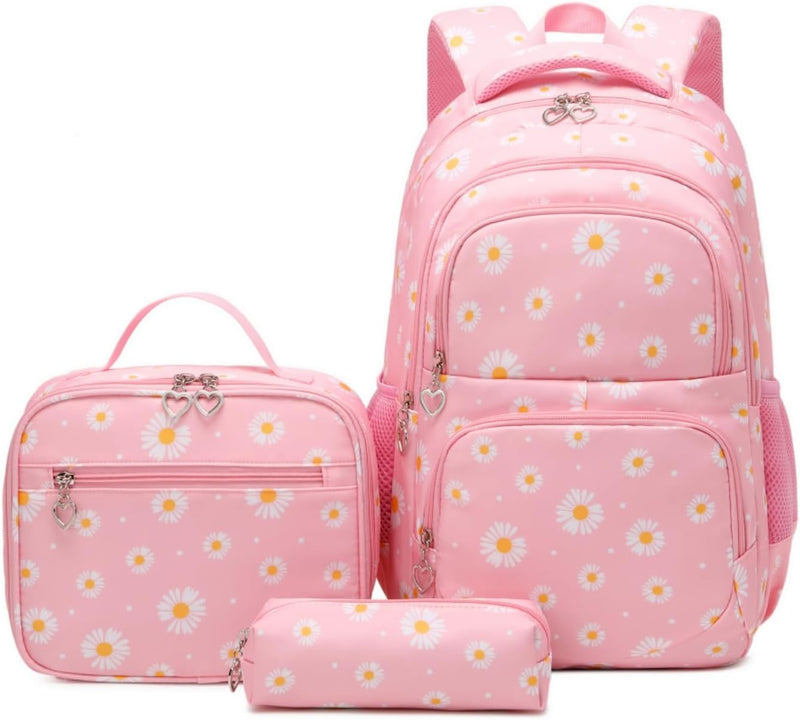 Armbq Girls Backpack Kids School Bookbag Set for Teen Girls Elementary Students Casual Back Pack with Lunch Box