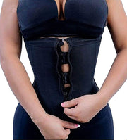 Latex Waist Trainer Corsets Zipper Underbust Sport Girdle Hourglass Body Shaper for Women - A-black