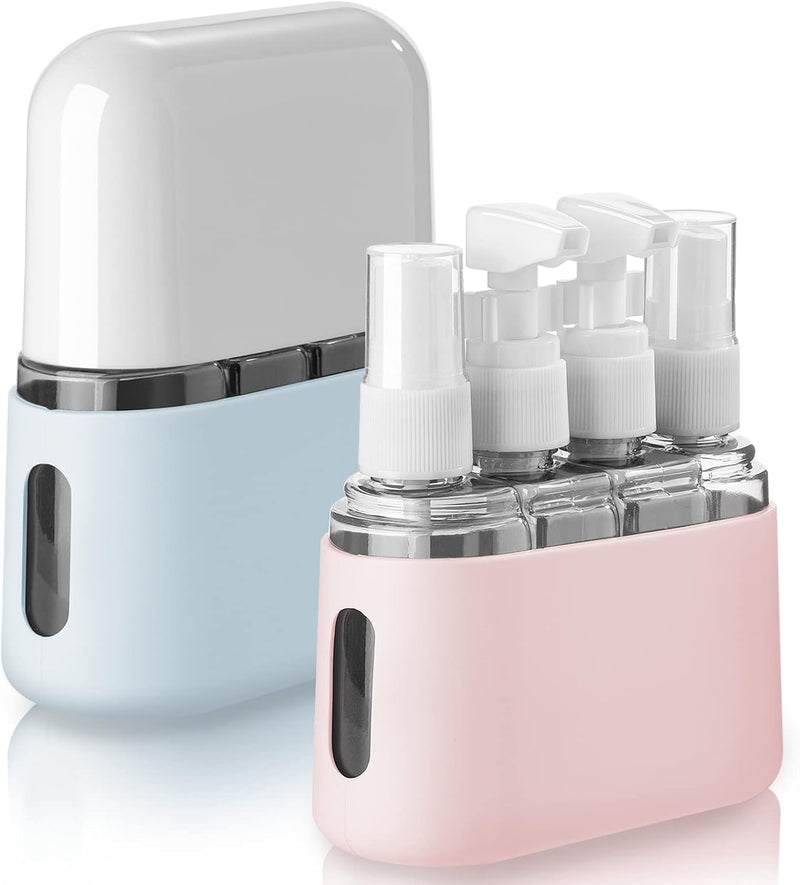 4 Pack Travel Bottles Set for Toiletries: TSA Approved Travel Containers, 50ml/2oz Leak Proof Travel Size Accessories with Label and Storage Box, Perfect for Business or Personal Travel Use, Pink