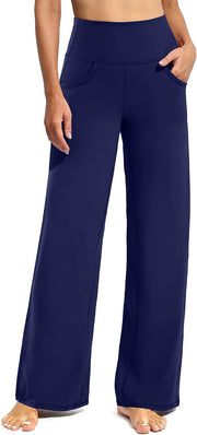 Women Yoga Pants Activewear Leggings Trousers with Pockets Stretch Loose Casual Wide Lounge Sweatpants Petite/Regular/Tall - Royal Blue-regular 30
