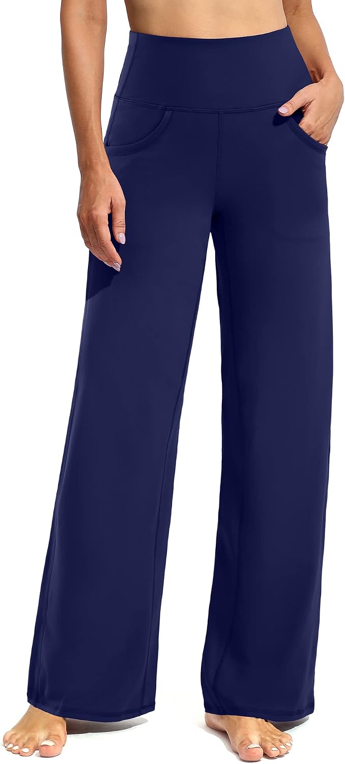 Women Yoga Pants Activewear Leggings Trousers with Pockets Stretch Loose Casual Wide Lounge Sweatpants Petite/Regular/Tall - Royal Blue-regular 30