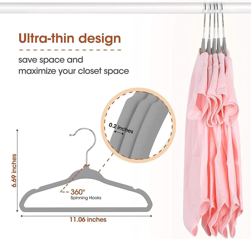 Red Dot Gift® 10-Pack Baby Velvet Hangers - Nursery Clothes Hangers Non Slip Toddler Hangers, 360 Chrome Swivel Hook (White, 28 cm)