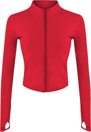 Women Athletic,full Zip Casual - Deepred