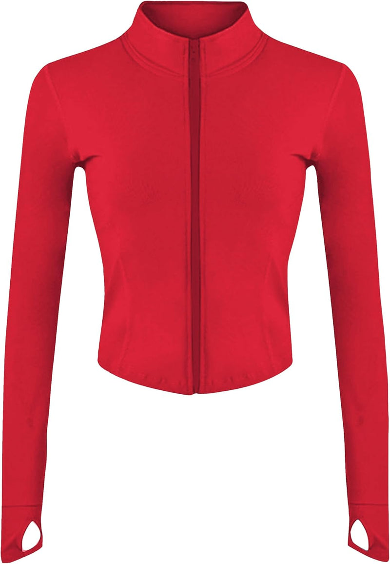 Women Athletic,full Zip Casual - Deepred