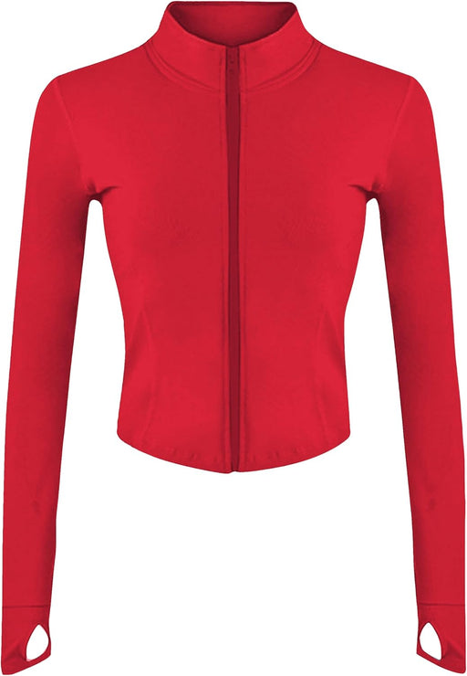 Women Athletic,full Zip Casual - Deepred