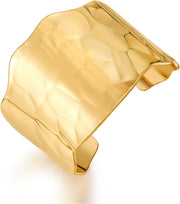 Hammered Chunky Cuff Bracelets for Women Vintage Boho Wide Bangle Bracelets Irregular Statement Bracelet Thick Gold Silver Bracelet - Wave Wide Cuff