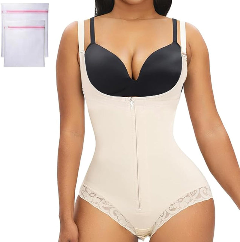 Shapewear for Women Full Tummy Control Fajas Colombianas Body Shaper Post Surgery Compression Garment Waist Trainer Bodysuits - beige