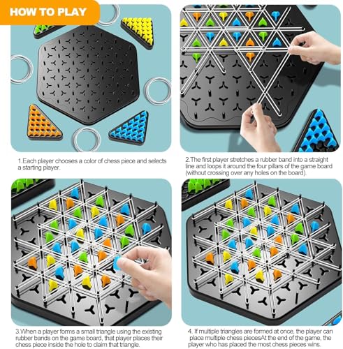 ORCHID M® Chain Triangle Chess Game, 2 to 4 Players Board Games for Family Night, Back to School Gifts,Chain Chess Desktop Puzzle Interactive Game for Kids Adult Family Party