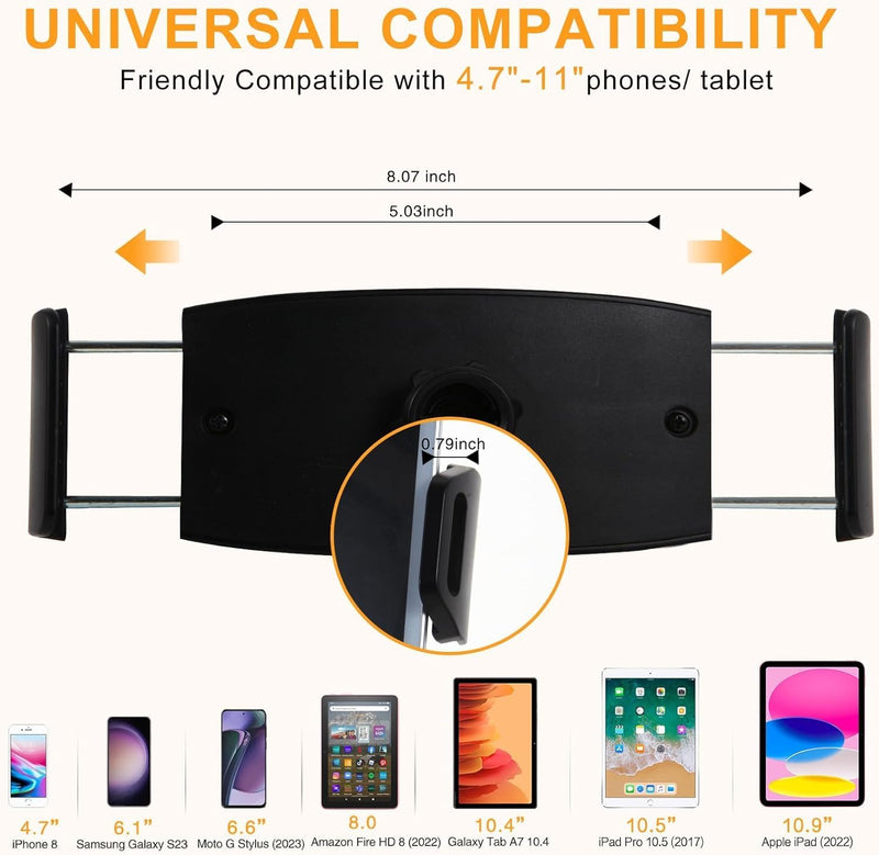 Flexible Gooseneck Tablet Holder for Bed 4.7-11" Devices, iPad Stand with 30-inch Arm Clamp, Compatible with iPad, Galaxy Tabs, Switch, Kindle (White)