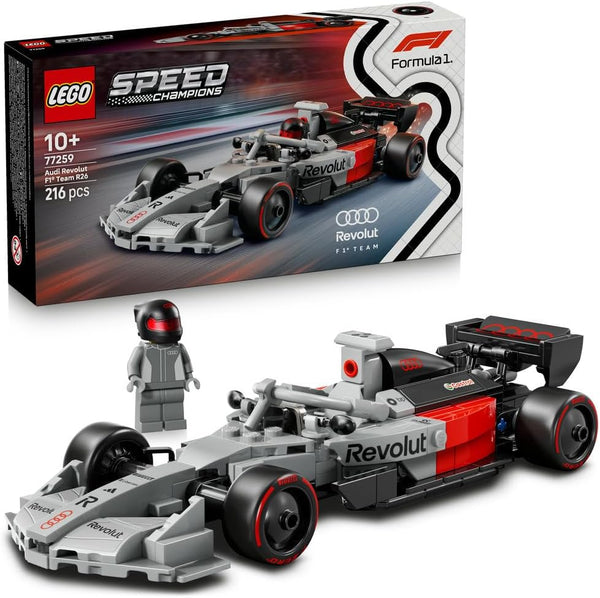 Speed Champions Audi Revolut F1 Team R26 Race Car Toy - Model Kit w/Collectible Driver Minifigure - Birthday Gift for 10+ Year Old Boys and Teenage Motorsport Fans - 77259