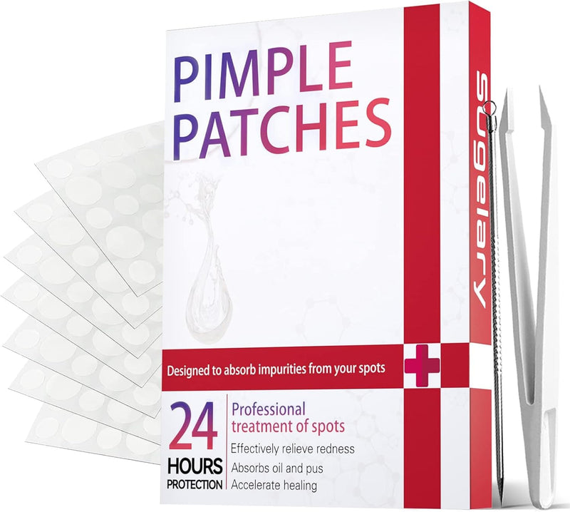 Sugelary 252 Pcs Pimple Spot Patches, Day and Night Use 2 In 1 Natural Invisible Hydrocolloid Spot Mighty Patches Dots for Spot Absorbing Patches for Face
