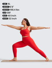 CRZ YOGA Butterluxe Womens Square Neck Longline Sports Bra - Workout Crop Tank Tops Padded Yoga Camisole with Built in Pads
