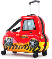 Kids Luggage Traveling Ride-On Suitcase, Children's Unique Design Ride-On Luggage - Available in 20-Inch and 24-Inch Sizes (Suprised Duck Yellow, 24inch) - 24inch Speed Car Red