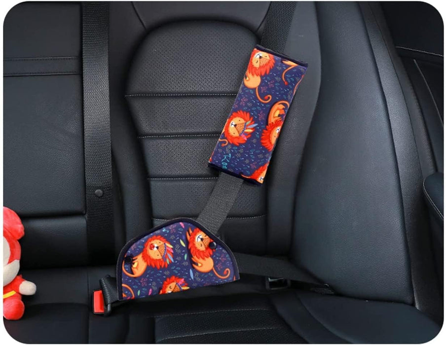 SYOSI Car Seat Belt Adjuster Seat Belt Pad Cover for Baby Child Neck Safety Shoulder Positioner Shoulder Pad Kit Neck Support Headrest Seatbelt Pillow Cover & Seatbelt Adjuster for Child, Set of 2