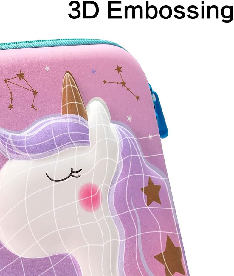 Unicorn Pencil Case for Girls, 3D EVA Large Capacity Pen Holder, 3 Compartment Kids School Supply Organizer, Cute Cartoon Stationery Pouch & Marker Bag, Ideal Birthday Gift for Kids