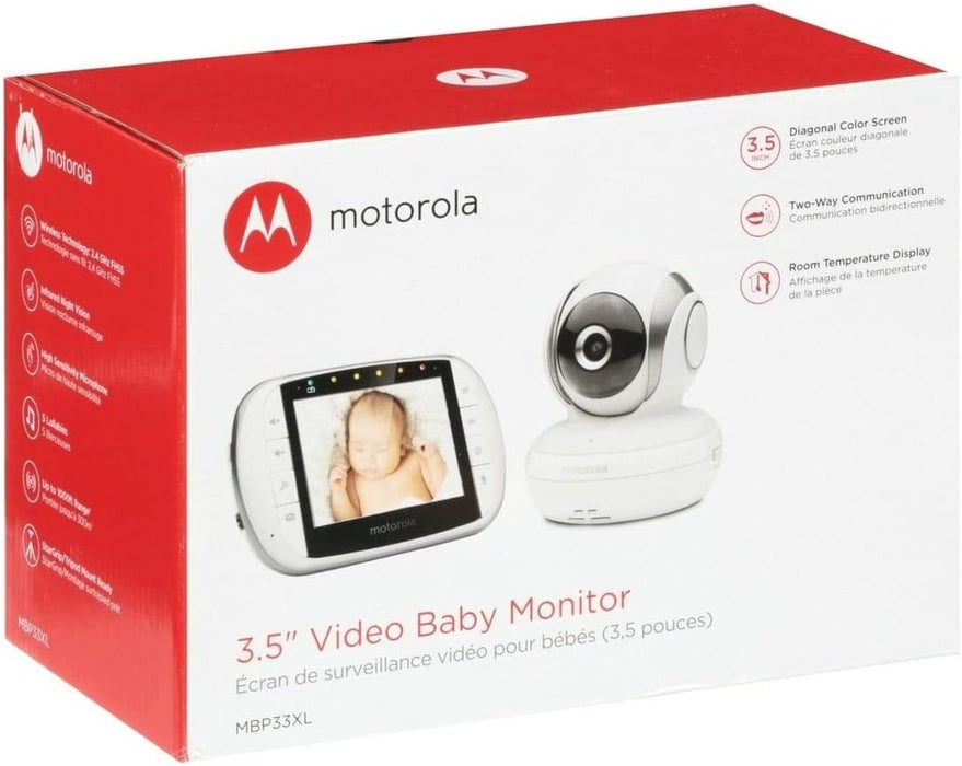 Motorola Nursery MBP33XL 3.5" Video Baby Monitor with Digital Zoom, Two-Way Audio and Room Temperature Display, 2 Piece Set (Pack of 1)