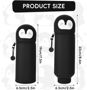 2 in 1 School Pencil Case, Silicone Pencil Case with Animal Design, Zip Pen Bag, Stand Up Silicone Pencil Case, Cute Penguin Pen Holder, Pencil Case for School, Office