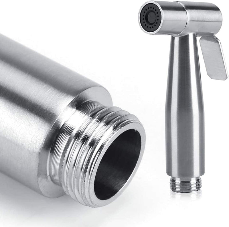 SKY-TOUCH Bidet Spray Shower Handheld Sprayer For Toilet Wash Jet Shattaf Diverter With Pressure Controllable 304 Stainless Steel Head Hose And Holder For Self Cleaning Shattaf Set, Silver