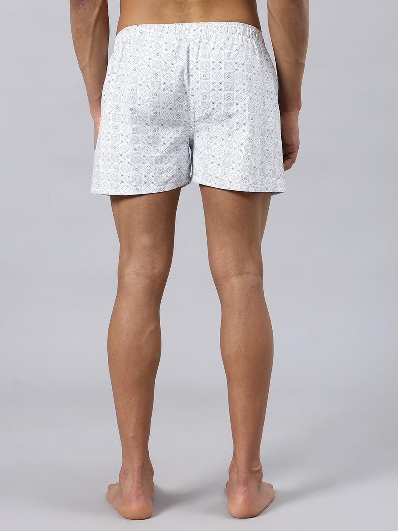Men's Cotton Boxers, Printed Under Pant with Side Pocket, Go for once size up for better comfort - Pack of 3