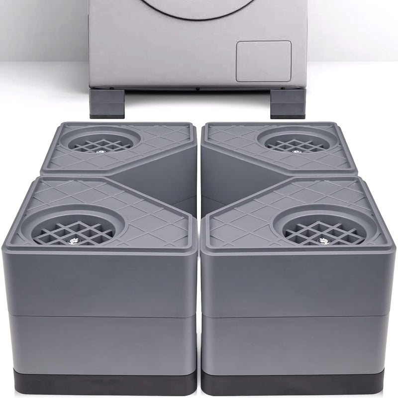 Sakolla Anti Vibration Pads for Washing Machine - Double Heighten Washer and Dryer Pedestals High Hard Wearing Square Rubber Foot Pads, Noise Cancelling and Shock Support Protects Pedestals