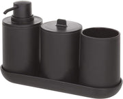 Idesign 28737Es Cade 4-Piece Bathroom Accessory Set, Matte Black - Matte Black bathroom accessories