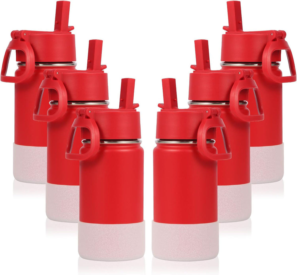 14oz Water Bottle with Straw Lid and Silicone Boot Bulk 2 Pack,Stainless Steel Insulated Cups for Boys & Girls Multipack,Double Wall Vacuum Leakproof Kids bottles(Red,1) – image 9