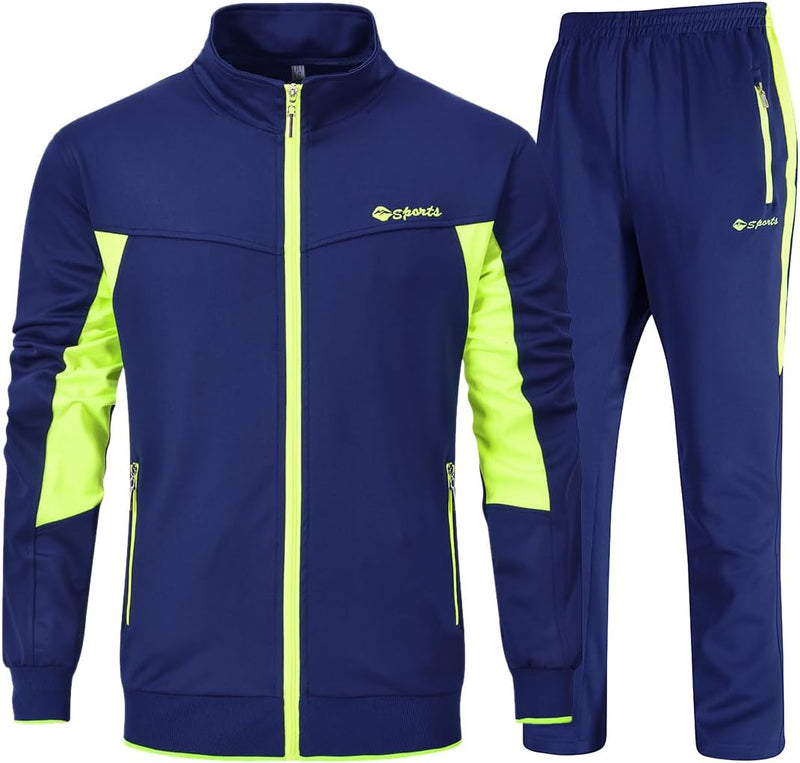 mens Full Zip Full Zip - 2-blue+fluorescent Green