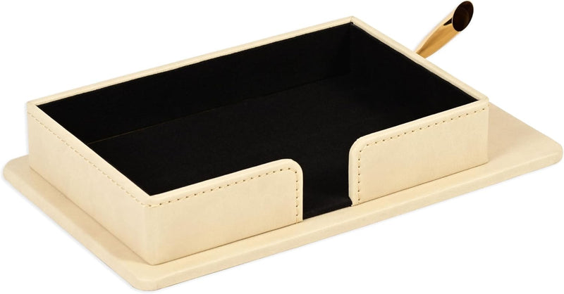 FIS Executive Desk Set with Italian PU Materials, Set of 6 Pieces Desk Set Organizer, Cream Color, Pack in Gift Box-FSDS181CR