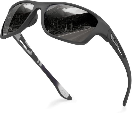 KUGUAOK Polarized Sports Sunglasses for Men Driving Cycling Fishing Sun Glasses 100% UV Protection Goggles, One Size - Xh-black Lens