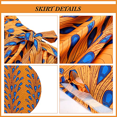 3Pcs Women African Dashiki Skirt Traditional Costume African Bohemian Head Wrap Scarf Drop Dangle Earring