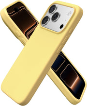 ORNARTO Compatible with iPhone 17 Pro Case 6.3", Slim Liquid Silicone 3 Layers Full Covered Soft Gel Rubber 17 Pro Phone Cases Cover 6.3 inch-Chalk Pink - Buttercream Yellow